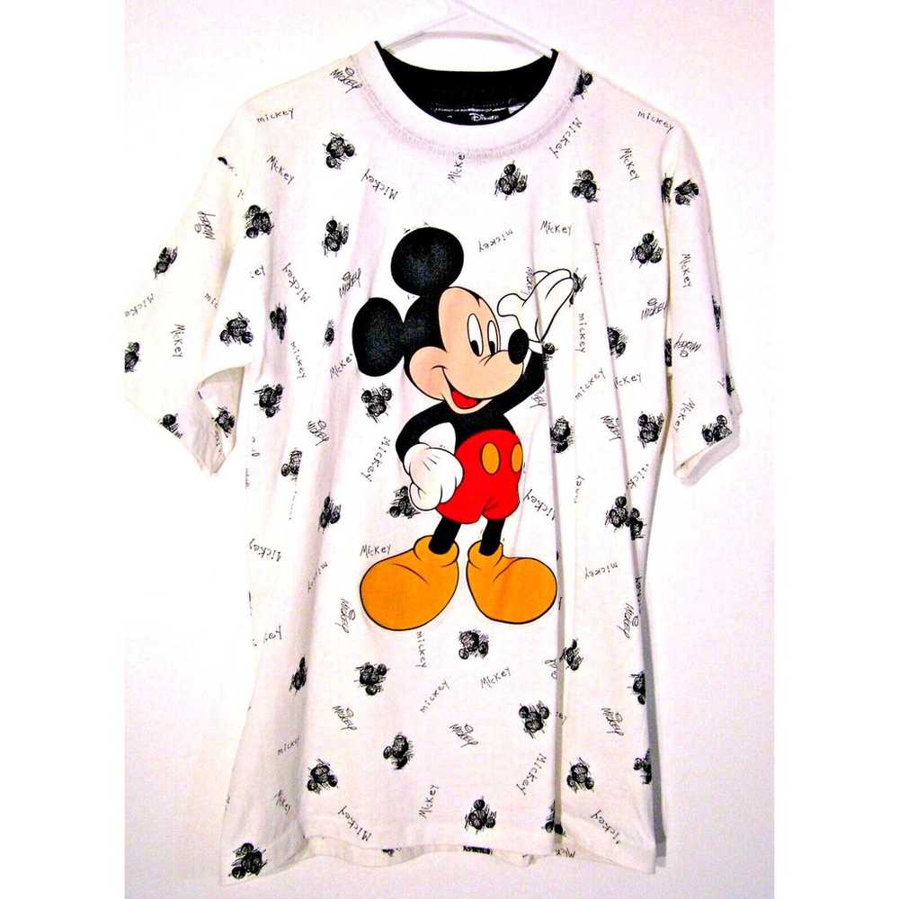 Mickey Mouse Adult Shirt White All Over Print sz … - image 1