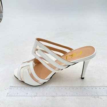 FSJ White Clear Peep Toe Mule Sandals Stiletto Hig