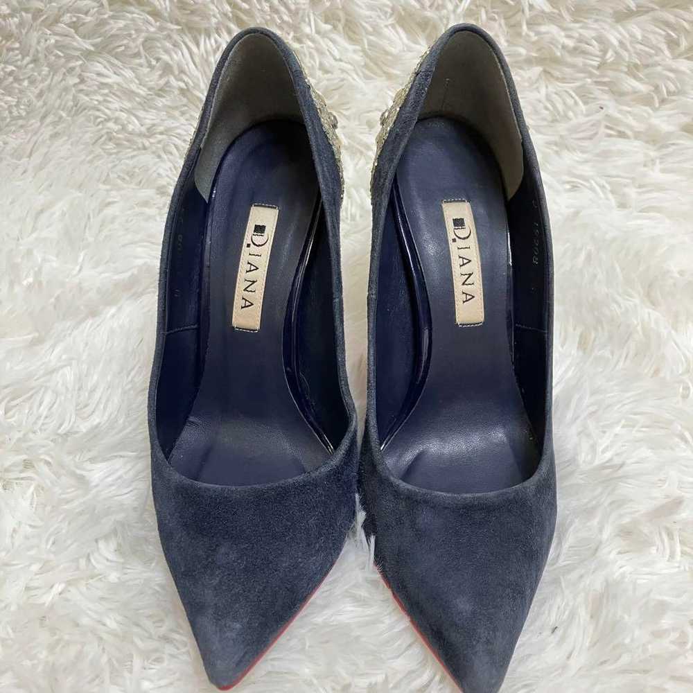 DIANA Diana Suede Navy Glitter Red Sole Pumps Siz… - image 2