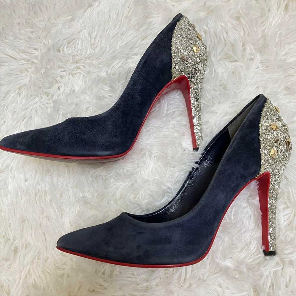 DIANA Diana Suede Navy Glitter Red Sole Pumps Siz… - image 4