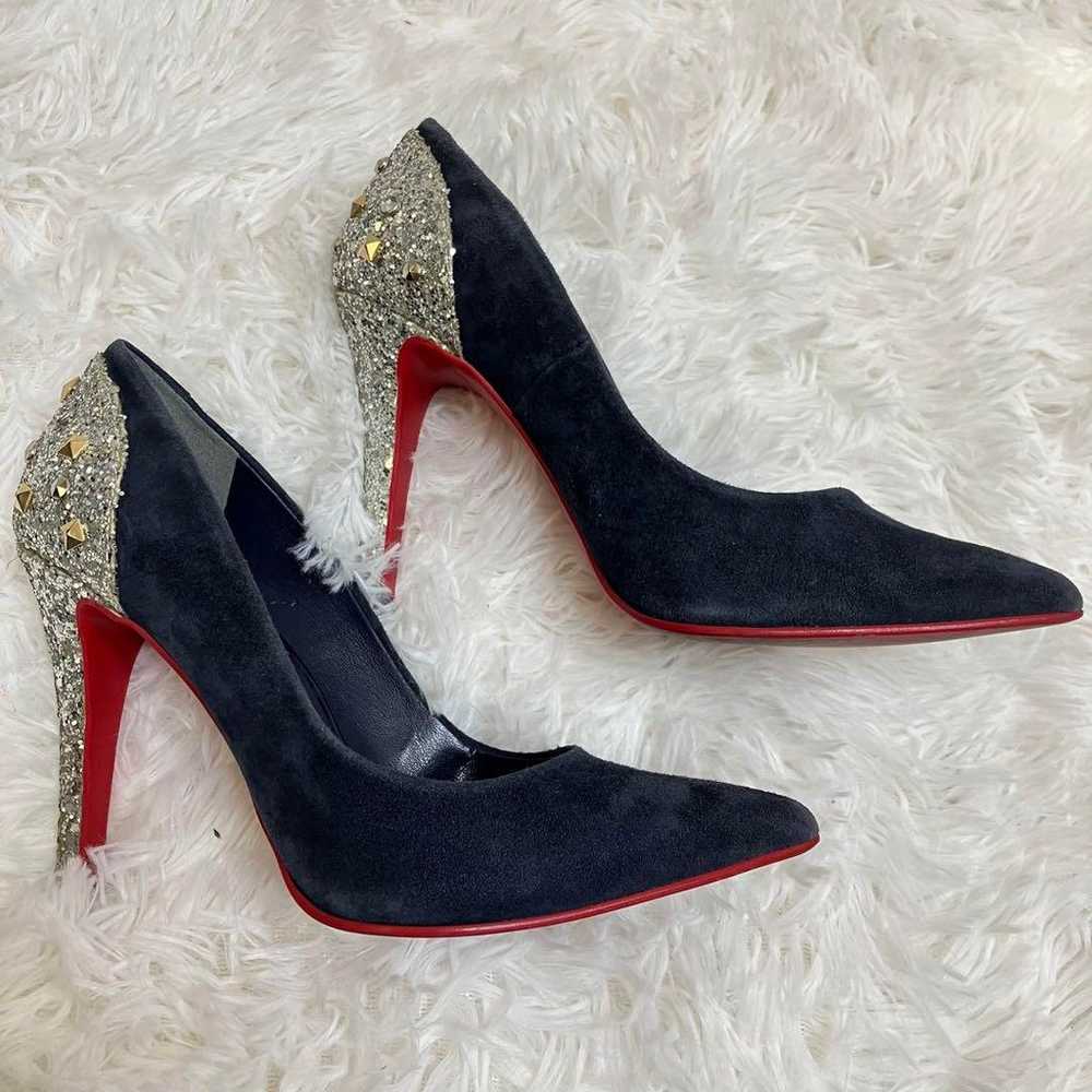 DIANA Diana Suede Navy Glitter Red Sole Pumps Siz… - image 5