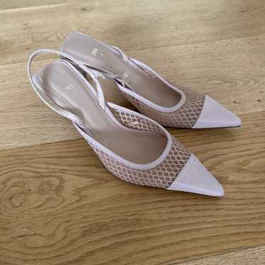 Zara - Sling Back Mesh Pointed Toe Heels in Nude