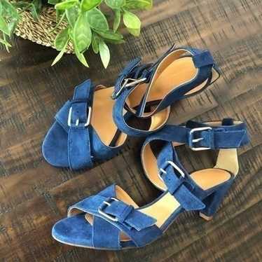 J. Crew Blue Suede Ankle Strap Heels