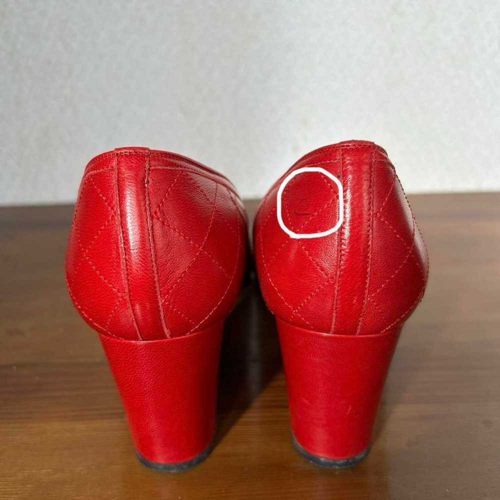 Ginza Kanematsu Square Pumps Chunky Heel Ribbon R… - image 2