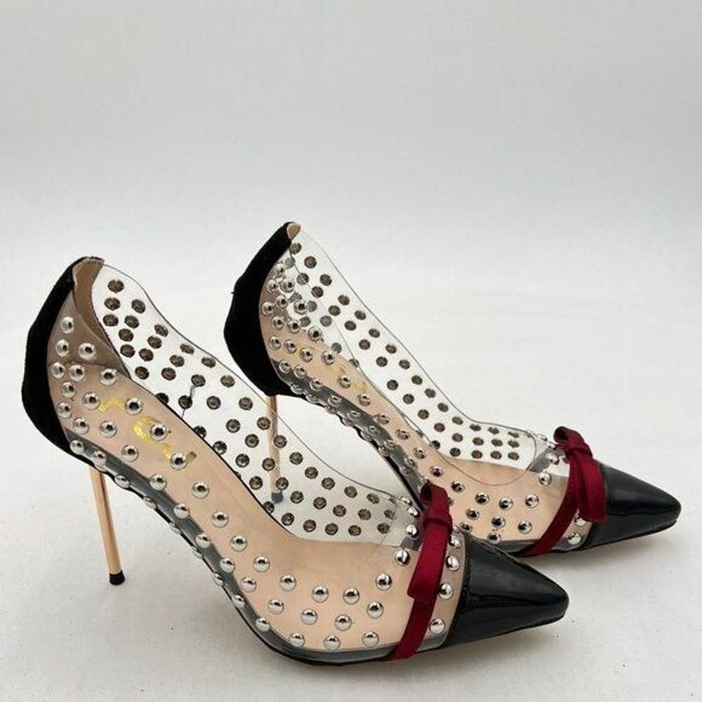 FSJ Women Studded Pointed Toe Transparent Pumps H… - image 1