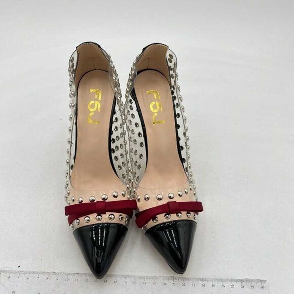 FSJ Women Studded Pointed Toe Transparent Pumps H… - image 3