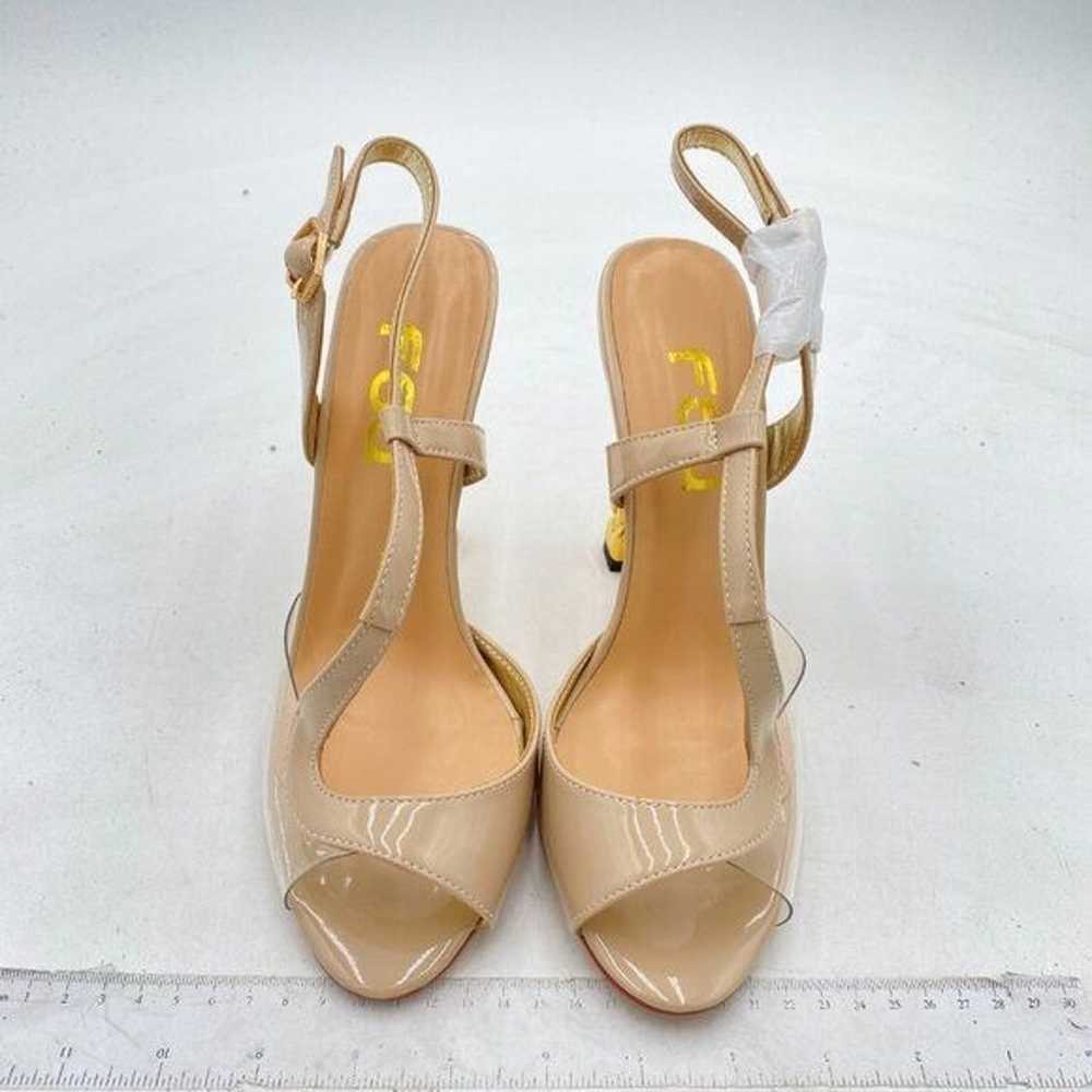 FSJ Gold Clear Gold Metal Chain Chunky High Heels… - image 3