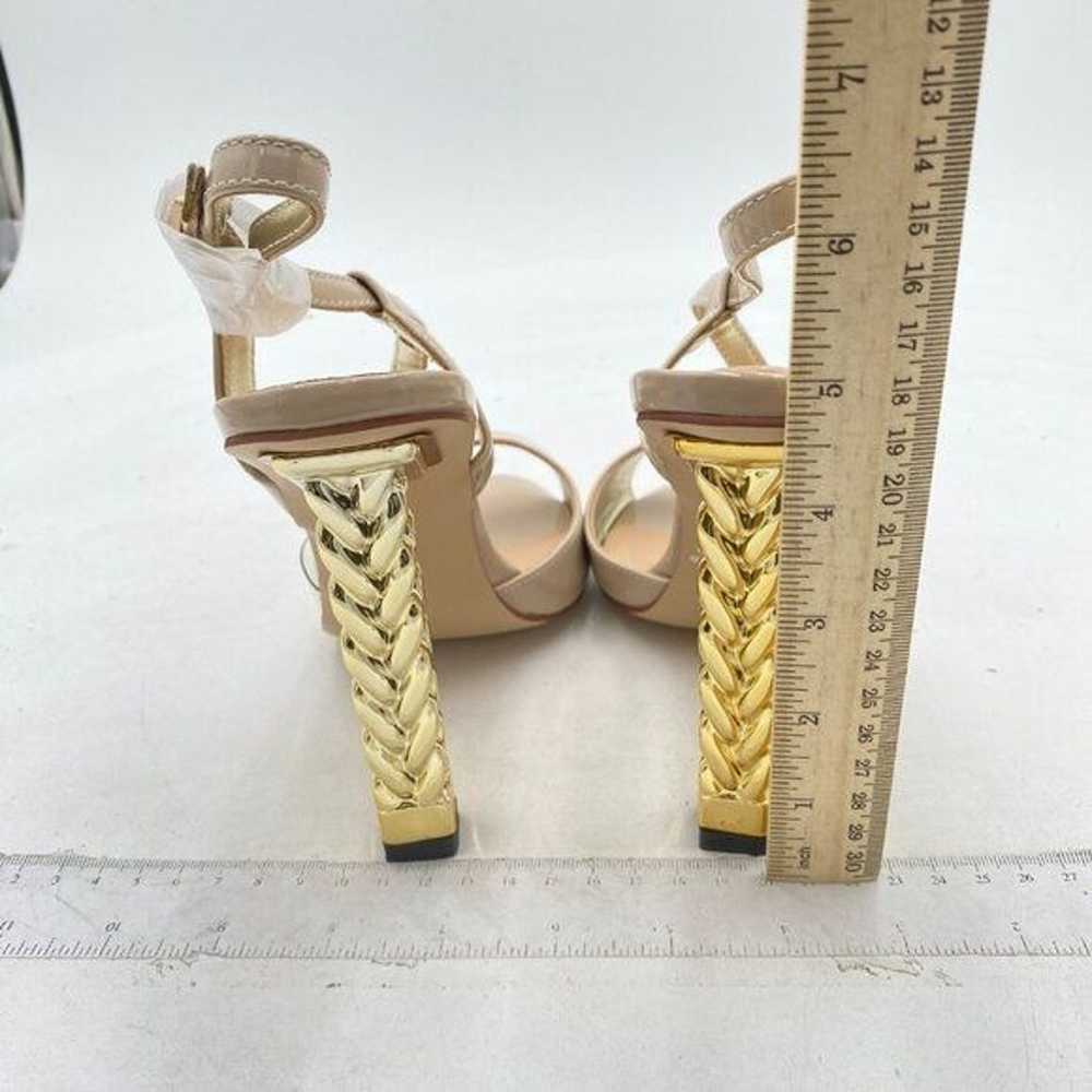 FSJ Gold Clear Gold Metal Chain Chunky High Heels… - image 5