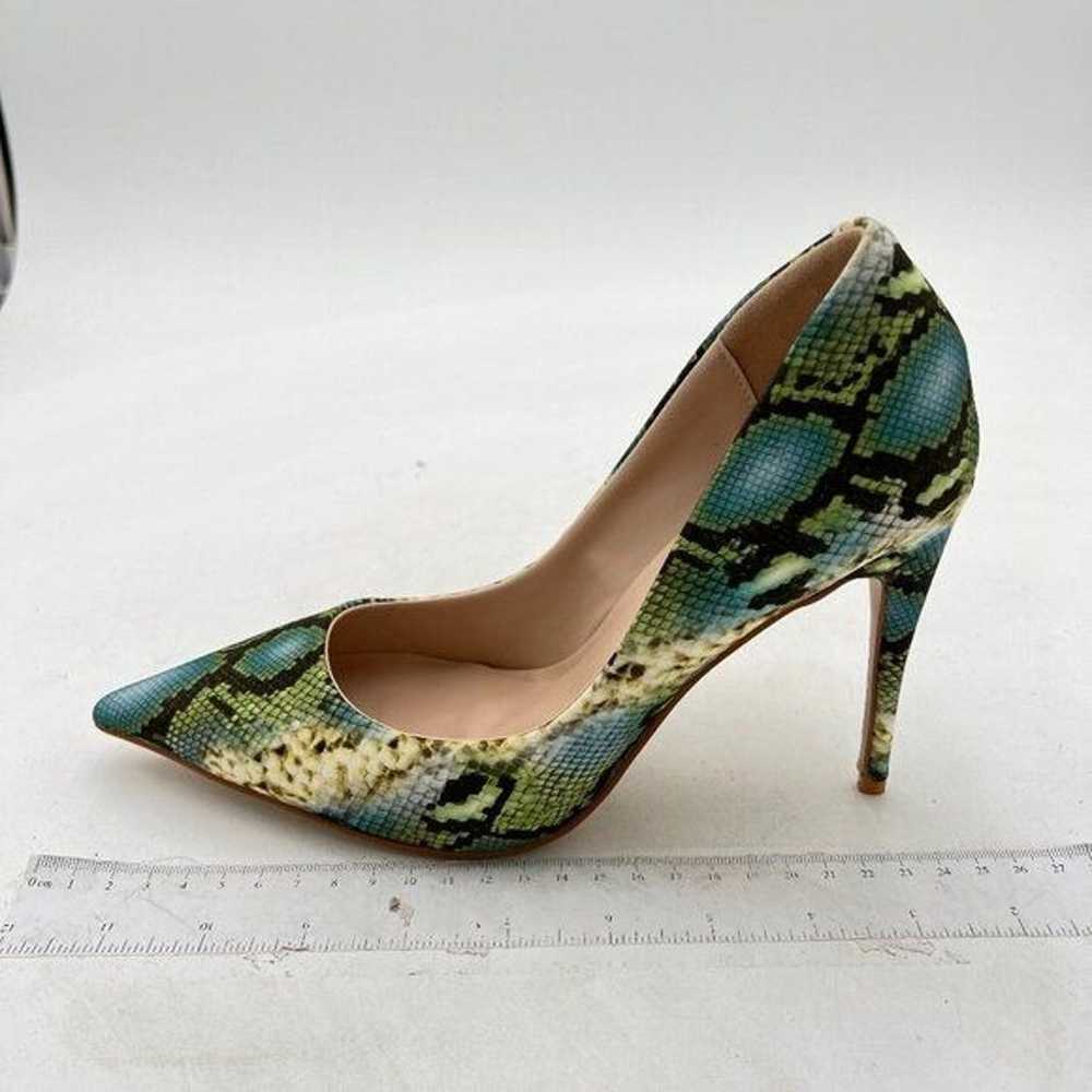 FSJ Snakeskin Green Pointed Toe High Heels Pumps … - image 2