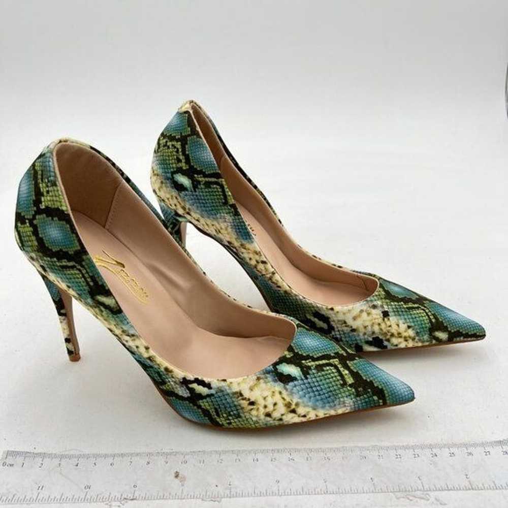 FSJ Snakeskin Green Pointed Toe High Heels Pumps … - image 4