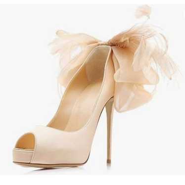 FSJ Beige Peep Toe Pumps with Platform High Heels 