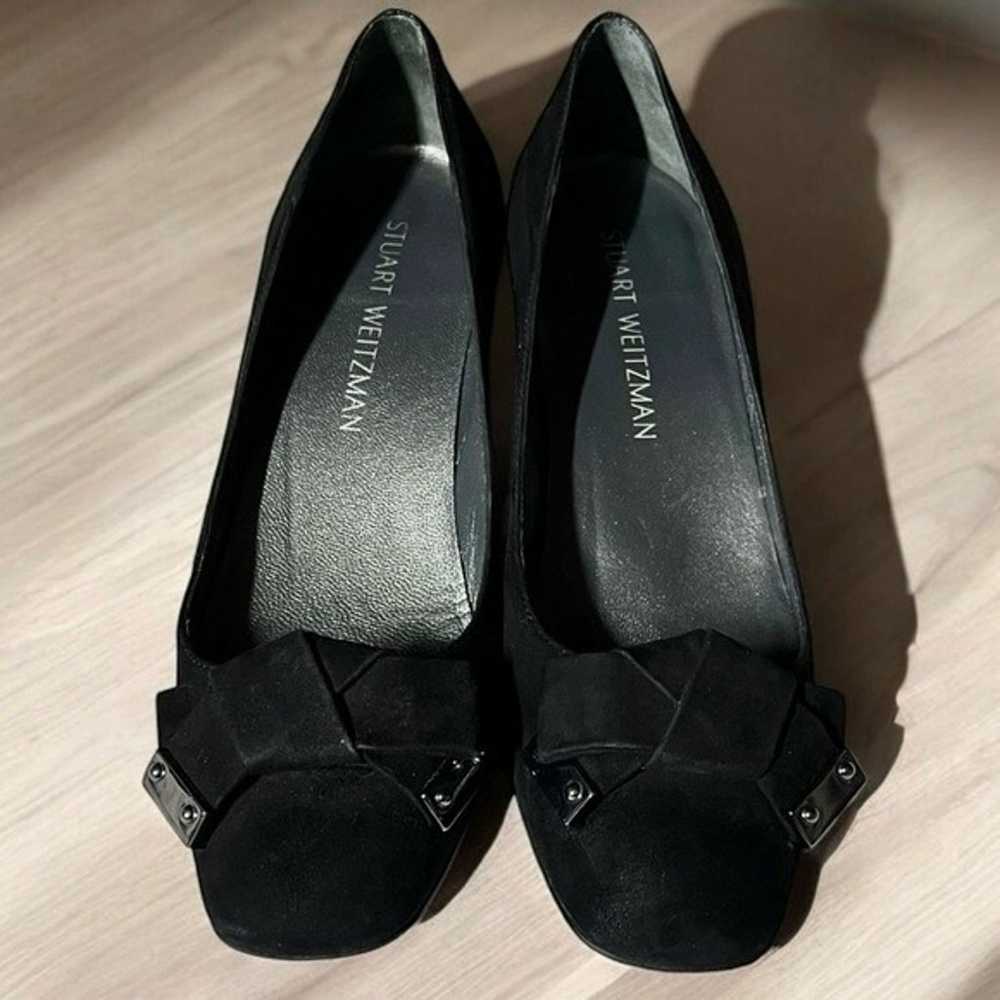 Stuart Weitzman Black Suede Block Heel Shoe with … - image 2