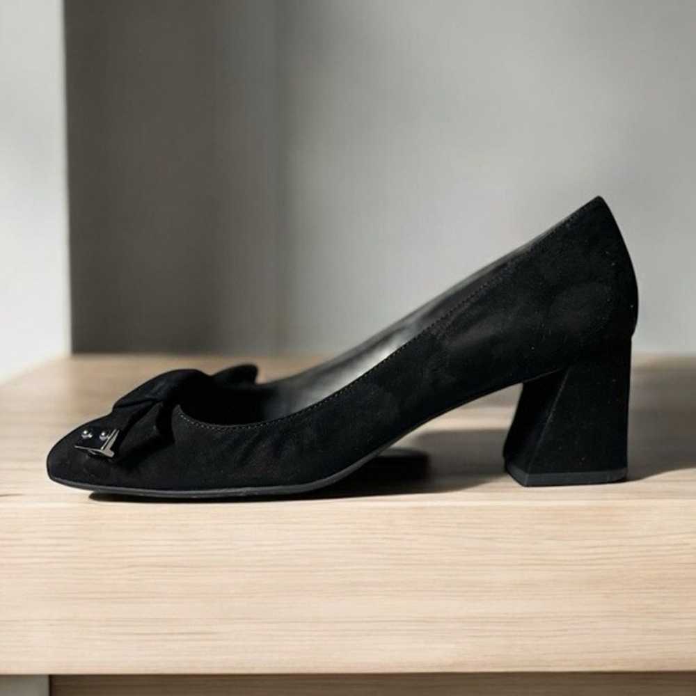 Stuart Weitzman Black Suede Block Heel Shoe with … - image 5