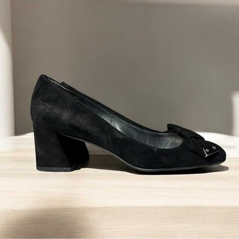 Stuart Weitzman Black Suede Block Heel Shoe with … - image 7