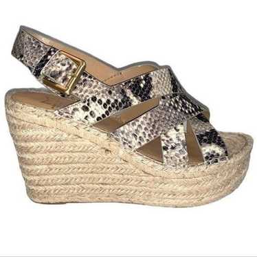 NWOT New Marc popular Fisher Snake Print Yellow Pink Black Espadrille Wedge Sandals