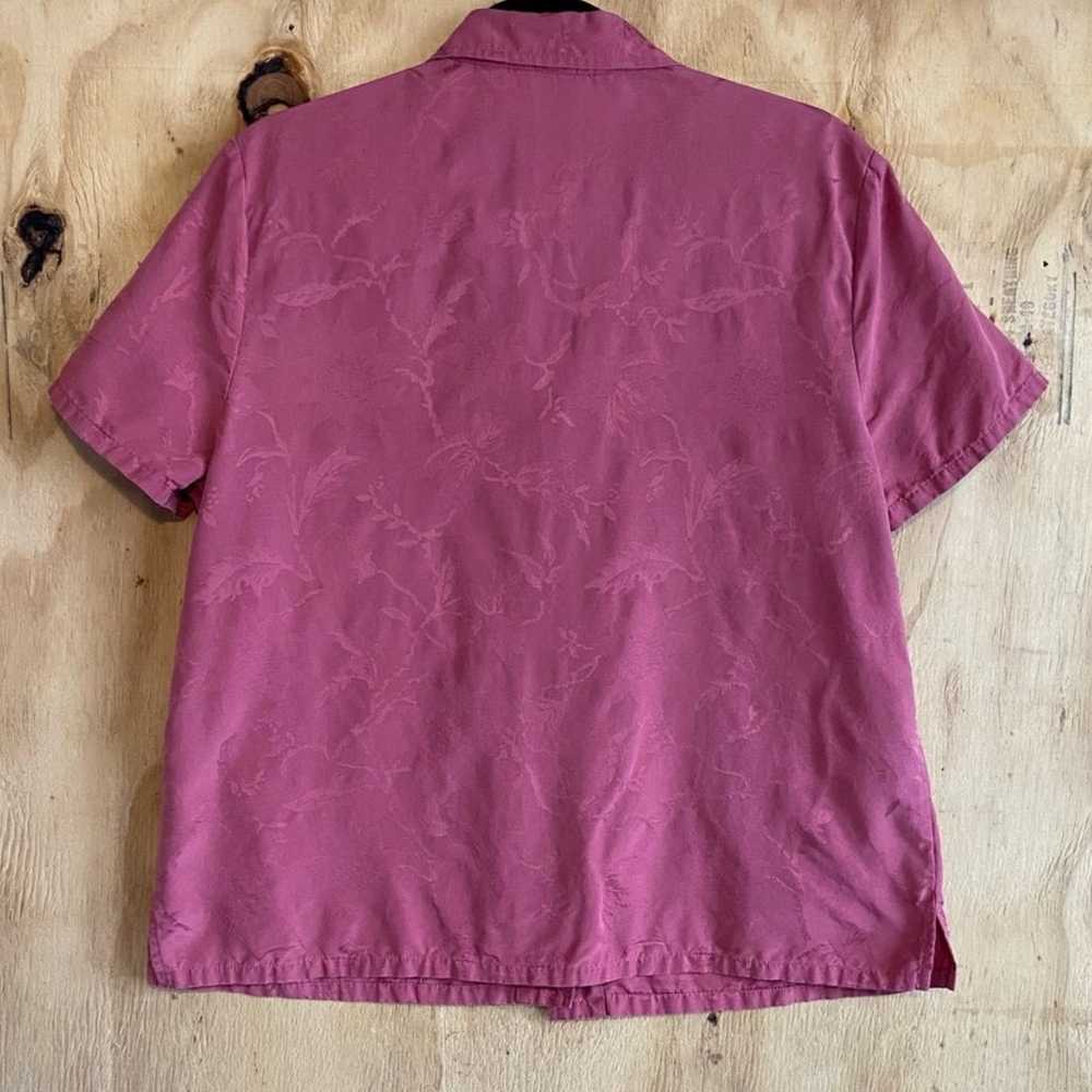 French Laundry Silk Cotton Blend Pink Floral Butt… - image 2