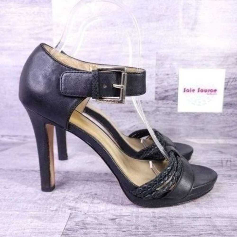 Coach Ankle Strap Heeled Leather Sandal Black Gol… - image 1