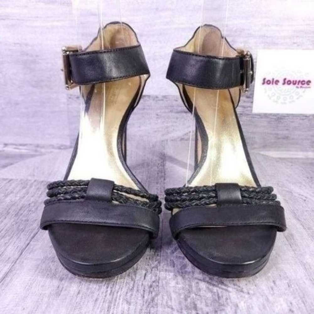 Coach Ankle Strap Heeled Leather Sandal Black Gol… - image 2