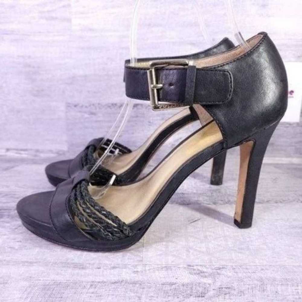 Coach Ankle Strap Heeled Leather Sandal Black Gol… - image 3