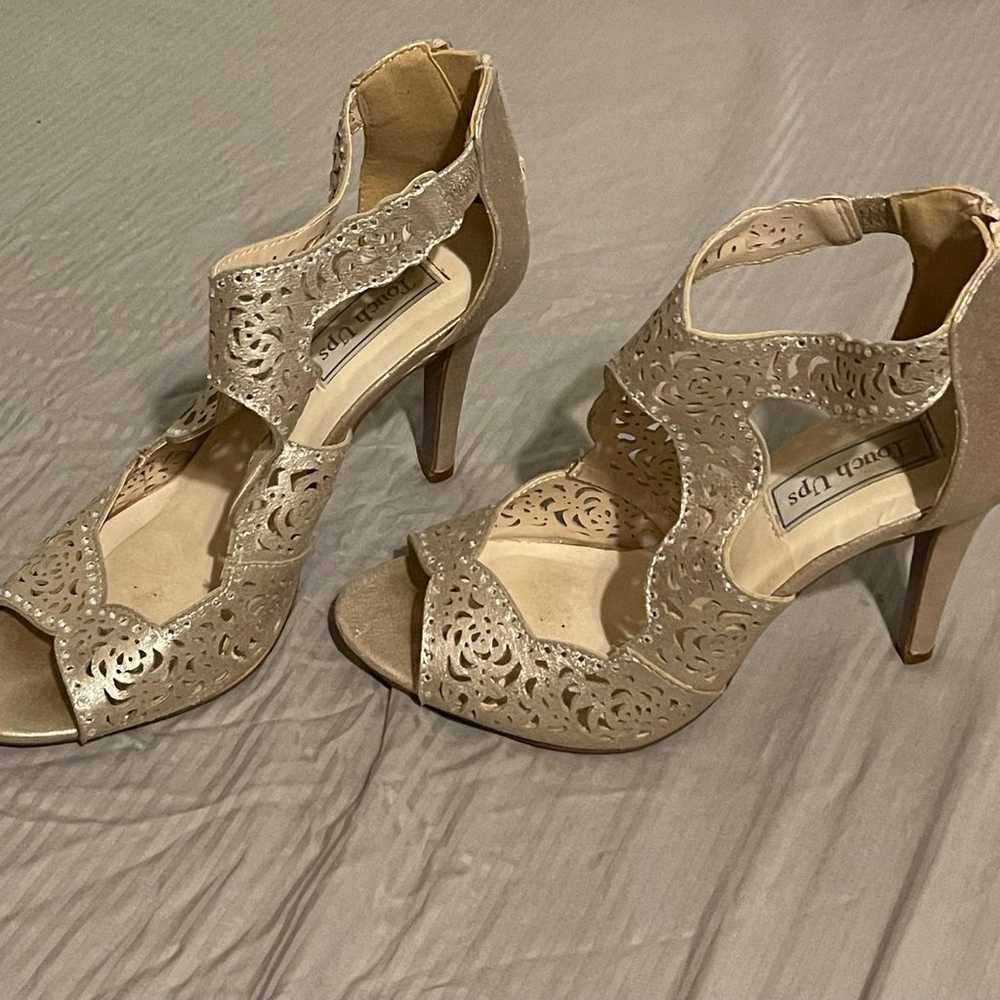 touch up perforated high heel sandals with back z… - image 2