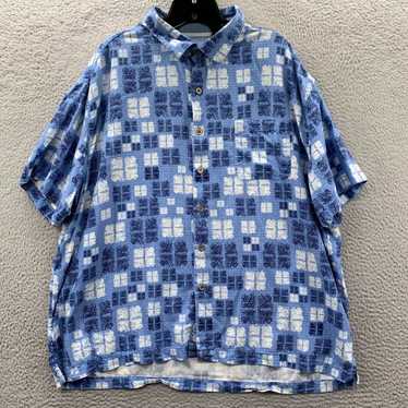 Nat Nast Mens XXL Blue and White Button Up Short S