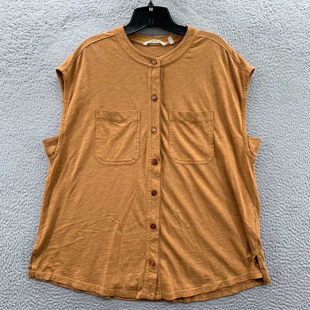 Vintage Womens Elegant Brown Sleeveless Button Up… - image 1