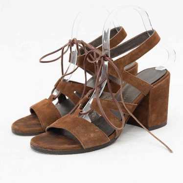 Stuart Weitzman Walnut Suede Tie Girl Bingo Sandal