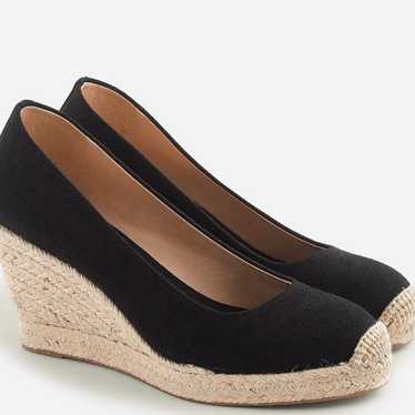 NEW J.Crew Seville Canvas Leather Espadrille Wedge