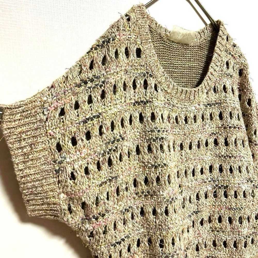 Azuna Az / Tape Yarn Border Sheer Knit Sweater Sh… - image 5