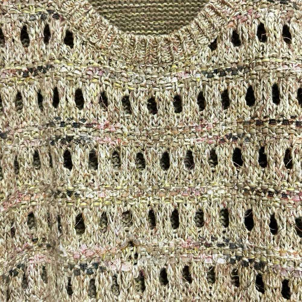 Azuna Az / Tape Yarn Border Sheer Knit Sweater Sh… - image 6