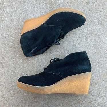 Cole Haan Black Suede Wedges Booties