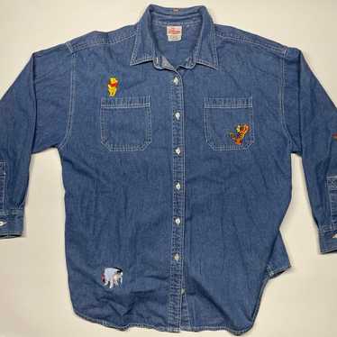 Tigger. Disney Denim Button Down Shirt. Blue. M - Gem