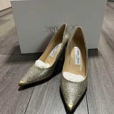 JIMMY CHOO Glitter Gold High Heels 36.5