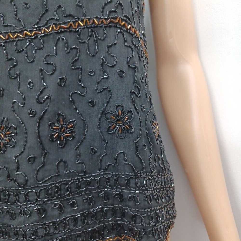 Vintage Scala Black Beaded Floral Silk Sleeveless… - image 4