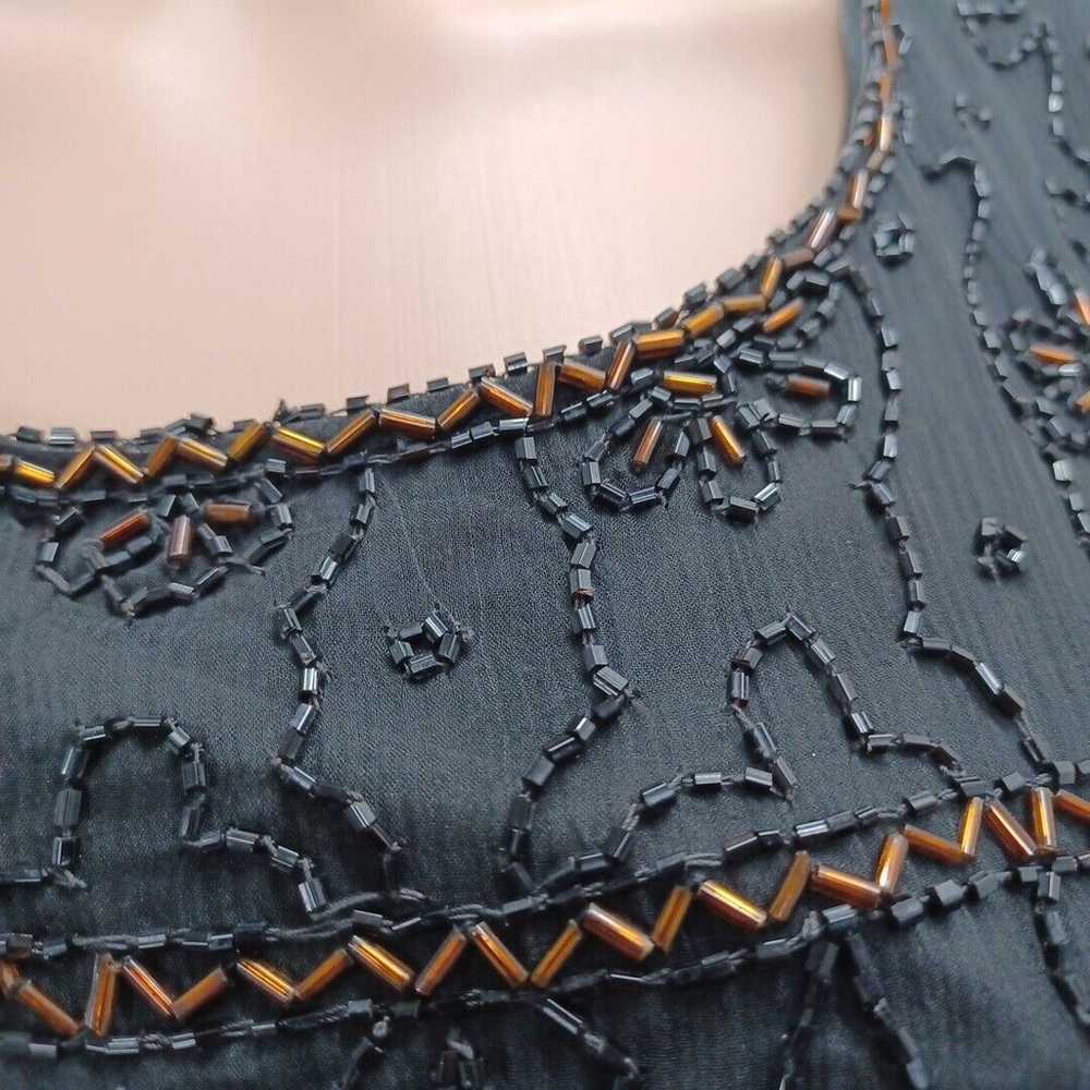 Vintage Scala Black Beaded Floral Silk Sleeveless… - image 5