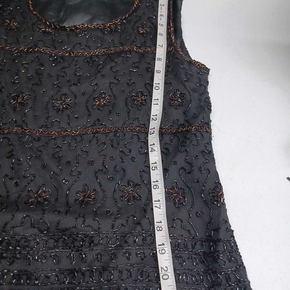 Vintage Scala Black Beaded Floral Silk Sleeveless… - image 6