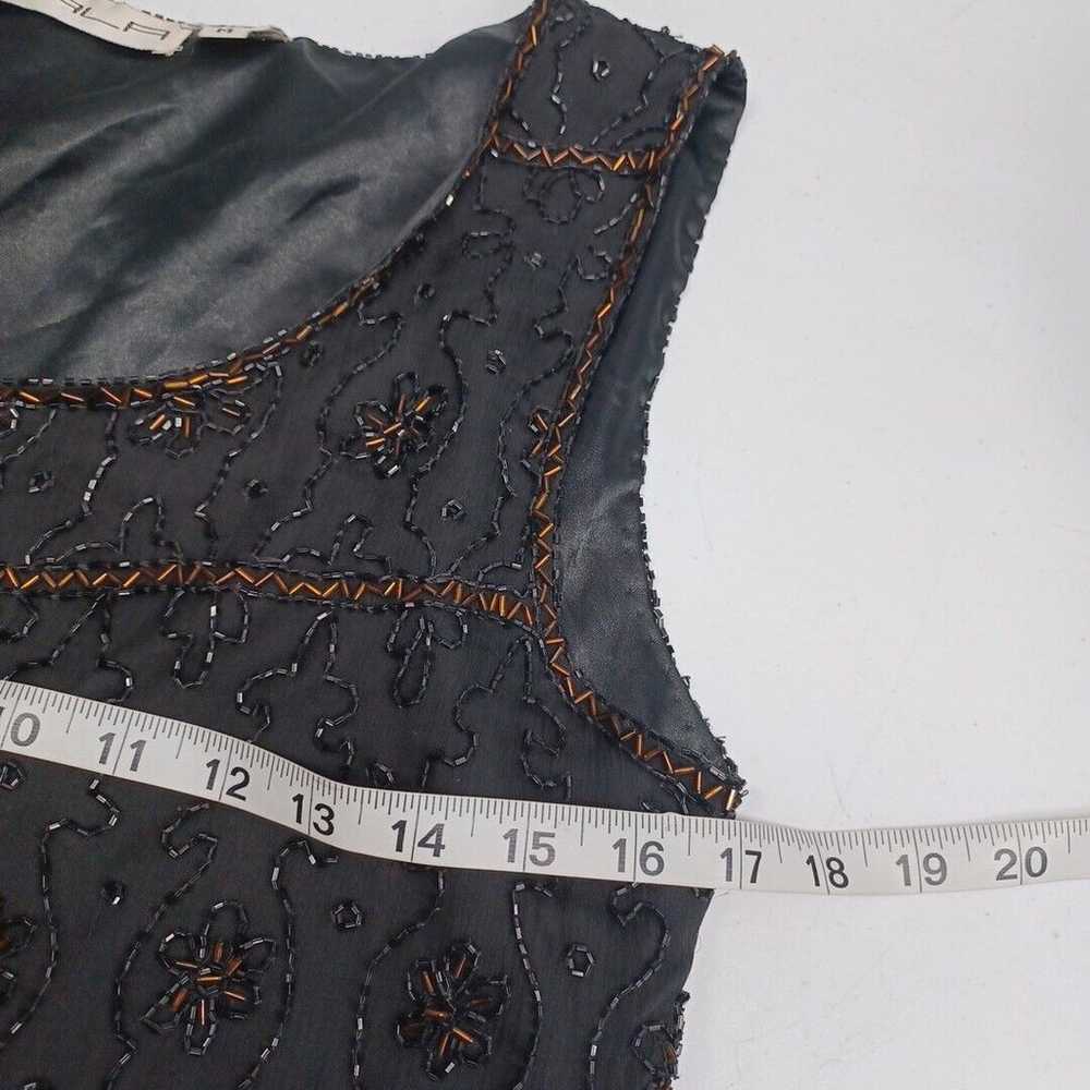 Vintage Scala Black Beaded Floral Silk Sleeveless… - image 8