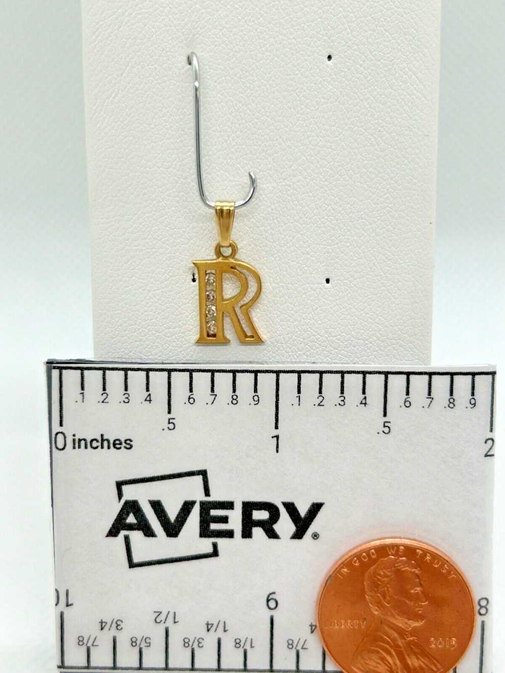 14K Gold R Initial Pendant Charm! A-24 - image 1