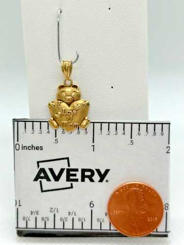 14K Gold "I Love U Mom" Teddy Bear Charm  A-27 - image 1