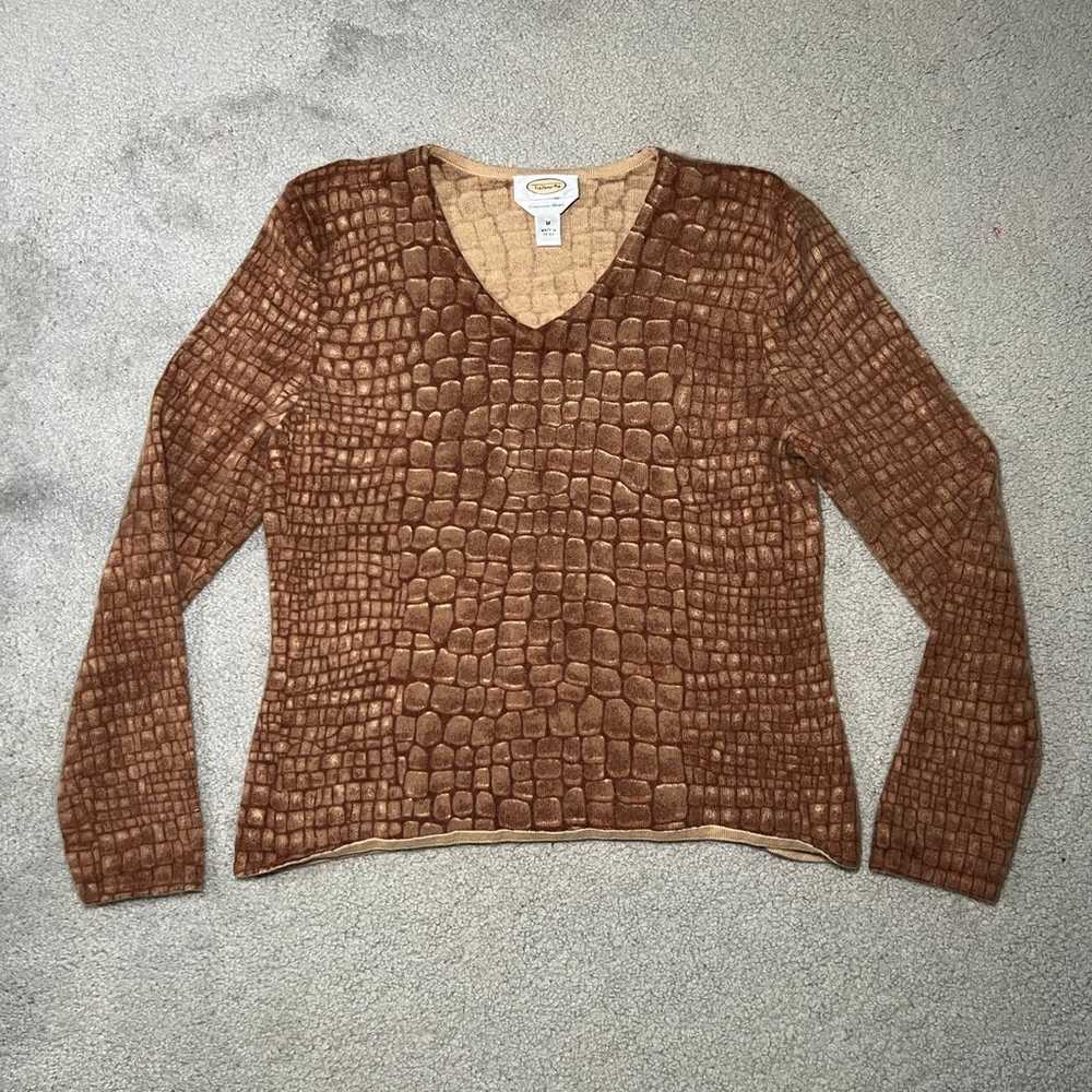 Vintage Talbots Cashmere Brown Alligator Pattern … - image 2