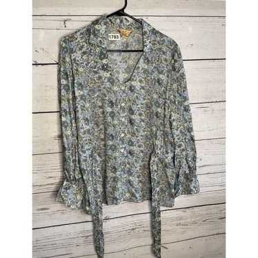 April Cornell -Sz S Vintage Dusty Antique Blue Ra… - image 1