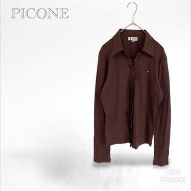 [Piconne] Frill Shirt Blouse Cotton Rib [38] with… - image 1