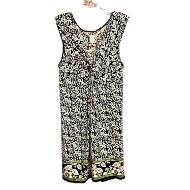 Max Studio Sleeveless Floral V Neck Dress Small Bl