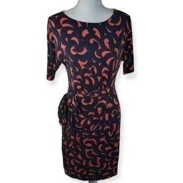 ANN TAYLOR BLACK & CORAL/PINK FAUX WRAP DRESS SZ.… - image 1