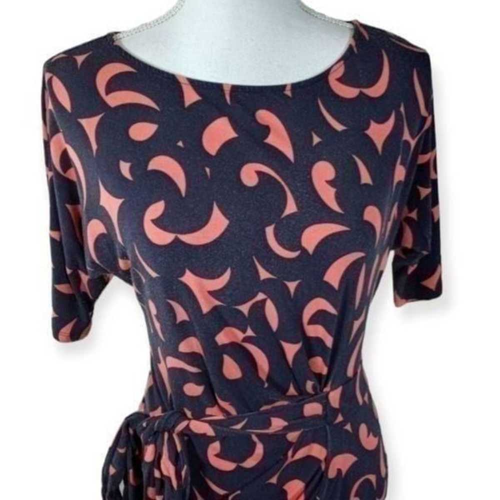 ANN TAYLOR BLACK & CORAL/PINK FAUX WRAP DRESS SZ.… - image 2