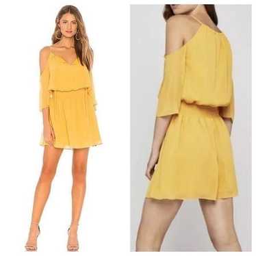 BCBGENERATION Yellow Cold-Shoulder Smocked Dress  