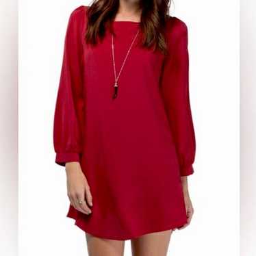 Everly Medium Red Mini Dress Long Sleeve Crewneck