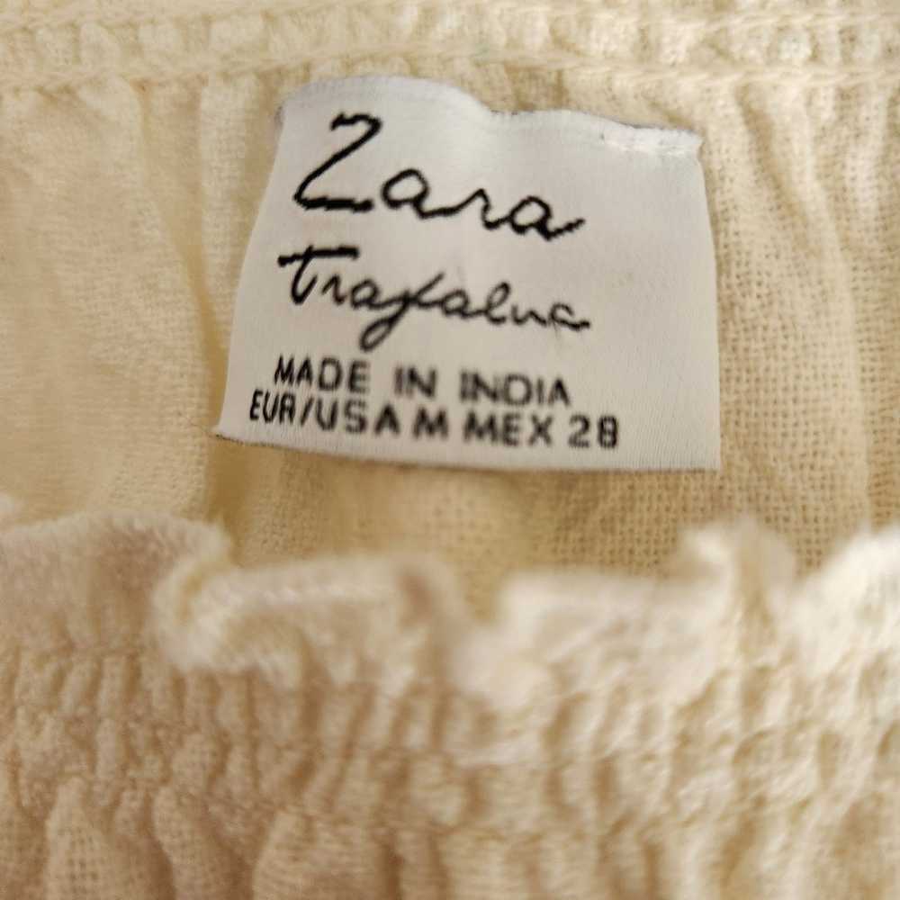 Zara Off White Short Embroidered Dress Size M - image 4