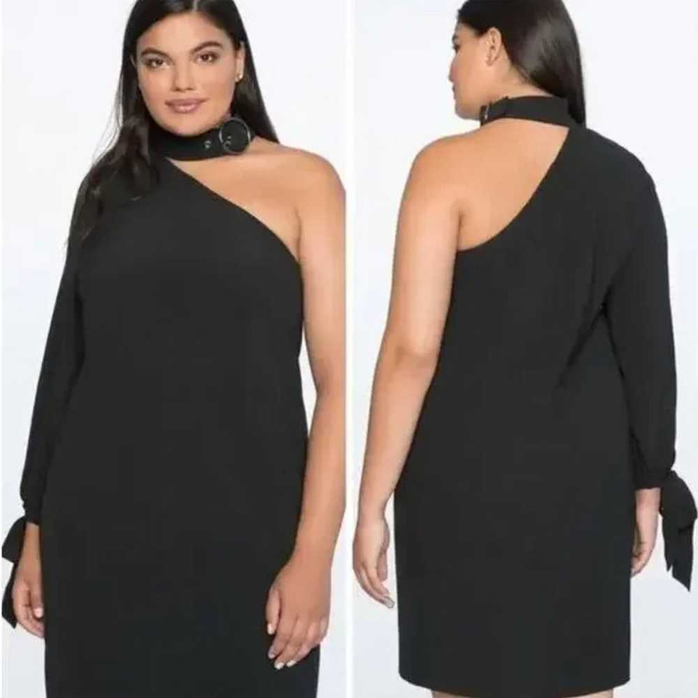 New!  Eloquii Black One Shoulder Dress with Buckl… - image 3