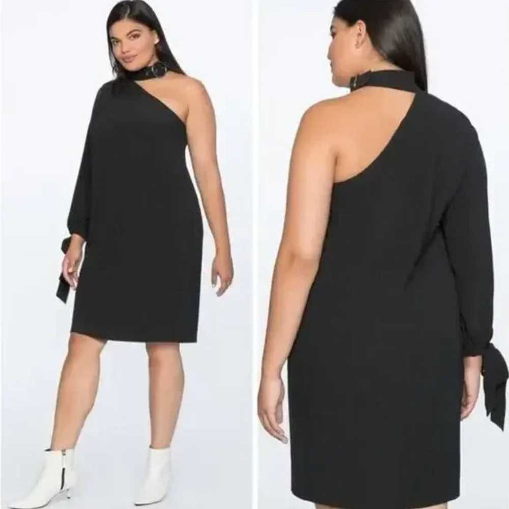 New!  Eloquii Black One Shoulder Dress with Buckl… - image 4